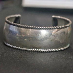 Old Vintage Sterling Silver Signed HRM Wide Cuff Bracelet